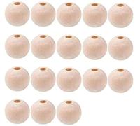 Pofet Lot de 100 perles en bois naturel rondes de 16 mm pour loisirs créatifs, décorations faites à la main, bijoux