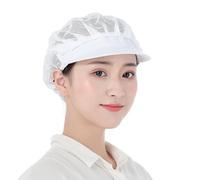POFET Lot de 2 Bonnets de Chef en Maille et Coton pour Restaurant, Cuisine, Atelier, Filet de Refroidissement, Bouffant réglable, Chapeau de Protection pour Cheveux, Blanc