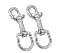 POFET Lot de 2 mousquetons pivotants robustes en acier inoxydable 3#-316, clips en acier inoxydable de qualité marine, pour la plongée, porte-clés, laisse de chien, sangle d'appareil photo, corde à