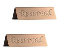 POFET Lot de 2 panneaux réservés en acier inoxydable brossé sur pied - Double face - 12 x 4 cm - Cuivre