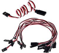 POFET Lot de 20 câbles d'extension servo 10 mm 32 cm 3 broches JR mâle et tête femelle Futaba pour avion RC