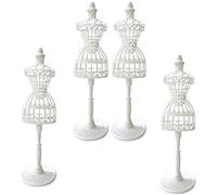 POFET Lot de 4 Mini Supports Creux,Mini Mannequin Modèle de Poupée de Poupée Torse, Petit Mannequin Robe Modèle pour Robe de Mannequin pour poupées 1/6 (Blanc)