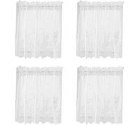 POFET Lot de 4 Rideau Brise Bise Cuisine, Demi-Rideaux Courts en Dentelle pour Petites Fenêtres, Petit Rideaux Voile Passe Tringle, Idéal pour Café Cuisine, Salon et Décoration de Chambre