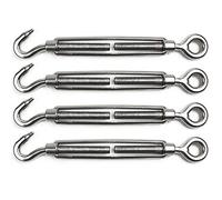 POFET Lot de 4 tendeurs de fil M10 en acier inoxydable - Tendeur réglable avec crochet et œillet