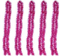 POFET Lot de 5 guirlandes de Noël métalliques scintillantes à suspendre pour sapin de Noël, couronne de mariage, 2 m, rose vif