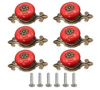 POFET Lot de 6 boutons ronds en céramique pour tiroir de commode, armoire, armoire, chambre d'enfant - Rouge