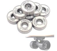POFET Lot de 8 roulements à billes 608 ZZ pour skateboard Longboard Roller Skate 608, double blindage, argent