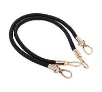 POFET - Paire de poignées de rechange pour sac à bandoulière, poignées en cuir avec corde tressée et crochets pivotants en métal - Noir