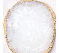 POFET Palette de manucure en résine avec bord d'agate, plaque de couleur blanche