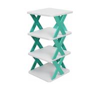 POFET Petite étagère à Chaussures Verticale à 4 étages, boîte de Rangement pour Chaussures autoportante, entrée, Placard, Couloir, Assemblage Facile et stabilité structurelle (Bleu Nordique)
