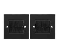 POFET Plaque Murale à Brosse 2 pièces, Plaque d'entrée de câble de Sortie Murale, Passe-câble Mural avec 4 vis pour décorer Les Fils, Les Maisons, Les Bureaux et Les écoles (Noir)