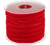 POFET Rouleau de ruban en velours pour travaux manuels et décoration - Rouge - 18 m x 10 mm