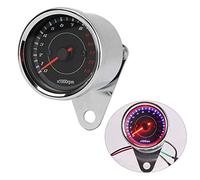 POFET Tachymètre électronique universel pour moto Tachymètre de moto Compte-tours Compteur de vitesse Compteur kilométrique Universel 13000RPM LED Night Light Backlight Tacho Gauge - Silver