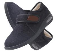 POFH Pantoufles Extra Larges Pieds Gonflés Hiver Chaud Chaussures Réglables Scratch Pantoufles Sandales Diabéthique Chaussons Orthopédique Anti-dérapante Edema Swollen (Color : Black, Size : 44.5 EU)