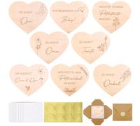 POFIBO Annonce de grossesse avec 8 disques en bois en forme de cœur, enveloppes surprise pour annonce de grossesse, vous serez grand-mère/grand-père/tante/oncle/grand-mère et grand-père/marraine