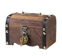 POFIBO Coffre Tresor, Coffre Bois Vintage, Petite Boîte à Trésor avec Cadenas, Coffre Tresor Enfant pour Anniversaire, Recherche de Coffre Pirate et Décoration de Pirates