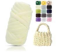 POFIBO Laine Épaisse - 500g Longueur Environ 16m Grosse Laine à Tricoter à la Main, Grosse Pelote XXL Chunky Yarn DIY Douce et Moelleuse Fil de Geante Pour Crochet, Couverture, Sac, Coussin, Blanc