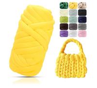 POFIBO Laine Épaisse - 500g Longueur Environ 16m Grosse Laine à Tricoter à la Main, Grosse Pelote XXL Chunky Yarn DIY Douce et Moelleuse Fil de Geante Pour Crochet, Couverture, Sac, Coussin, Jaune