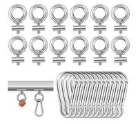 POFIBO Lot de 12 Arrêts de Rail D'auvent avec Mousqueton en Acier Inoxydable Crochet de Fixation Auvent Caravane Tente de Camping Rails Keder Accessoires pour Caravane Camping Car