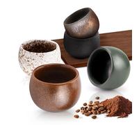 POFIBO Lot de 5 tasses à expresso - En faïence - 50 ml - Petites tasses à expresso - Sans anse - En céramique - À paroi épaisse - Cadeau pour femme, homme, meilleure amie