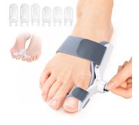 POFIBO Orthese hallux valgus Set- Hallux valgus Orthèse corrective pour oignon du pied, redresseur orteil avec 6 plaques + 2 écarteurs en silicone