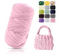 POFIBO Pelote Laine Grosse Maille - 500g Longueur Environ 16m Grosse Laine à Tricoter à la Main, XXL Chunky Yarn DIY Douce et Moelleuse Fil de Geante Pour Crochet, Couverture, Sac, Coussin, Rose