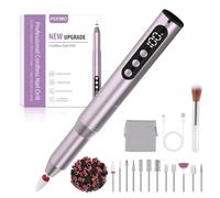 POFIBO Ponceuse pour Ongles Professionnel - 12 en 1 Lime a Ongle Electrique 35000RPM avec LCD écran Numérique, sans fil, 5 vitesses réglables - Kit de Manucure Pédicure Rechargeable Vitesse (Violet)