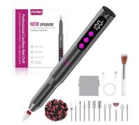 POFIBO Ponceuse pour Ongles Professionnel - 12 en 1 Lime a Ongle Electrique 35000RPM avec LCD écran Numérique, sans fil, 5 vitesses réglables - Kit de Manucure Pédicure Rechargeable Vitesse