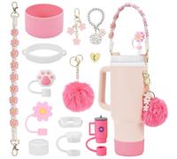 POFIBO pour Stanley Cup Set Accessoires - Bande de poignée pour Bouteille Eau, Siliocne Cup Boot, Charms pour Stanley Cup 40oz Tumbler