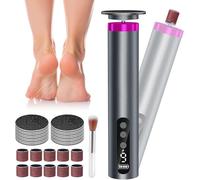 POFIBO Rappe Pieds Électrique - Ponceuse Pied Rechargeable 2 en 1 avec Écran LCD (9 Vitesses Réglables) pour Femmes et Hommes, Rape Pieds Pédicure Professionnelle (Gris)