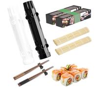 POFIBO Sushi Maker - Ensemble de 2 Pièces pour Faire Des Sushis, Rouleau à Sushi Avec Natte en Bambou et Baguettes, Facile à Utiliser et à Nettoyer, Ensemble de Démarrage pour Les Débutants en Sushi