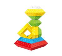 pofluany Bloc d'apprentissage précoce jouet blocs de construction portables 15/30 pièces/ensemble enfants couleur forme Cognition tout-petits empilage pyramide brique tour tige éducation sensoriel