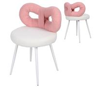 pofluany Chaise Coiffeuse Pivotante Support 150 kg, Fauteuil Design Laine d'agneau pour Maquillage, Tabouret de Bar Haut Réglable Cuisine, Salon et Chambre, Siège Confortable Salle à Blanc Rose