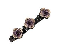 pofluany Pince à cheveux antidérapante Outil de coiffure Épingle élégante avec accessoire tressé en strass pour un maintien sûr Tressage facile Dents double couche étincelantes Brillance glam