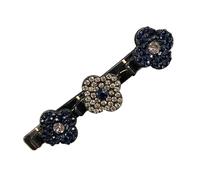pofluany Pince à cheveux antidérapante Outil de coiffure Épingle élégante avec accessoire tressé en strass pour un maintien sûr Tressage facile Dents double couche étincelantes Brillance glam