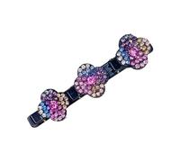 pofluany Pince à cheveux antidérapante Outil de coiffure Épingle élégante avec accessoire tressé en strass pour un maintien sûr Tressage facile Dents double couche étincelantes Brillance glam