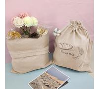 pofluany Sac de Rangement Pain réutilisable à en Lin qualité Alimentaire, Grande capacité, Cordon Serrage, Pochette Fait Maison pour Pique-Nique, Trajet l'école, monocouche avec Une Seule Couche