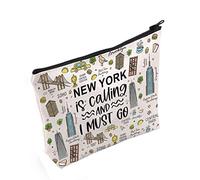 POFULL NYC Gift Sac fourre-Tout New York is Calling and I Must Go, New York is Calling Trousse à Maquillage