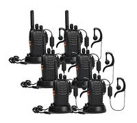 pofung PT88E Lot de 6 talkie-walkies walkies rechargeables professionnels à longue portée avec station de charge USB et écouteurs Noir PMR446 16 canaux