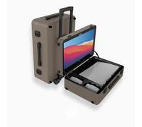 POGA Lux Desert Taupe - Mallette de jeu (compatible avec Playstation 5) - Mallette de voyage avec moniteur de jeu AOC de 24" et chariot - Taupe désert