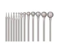 Poggapp 13 Pièces Fraises Diamantées en Forme de Boule, Fraises de Meulage Montées sur Diamant, Ensemble de Sculpture sur Pierre avec Mandrin de 3/32 Pouces pour Outils Rotatifs