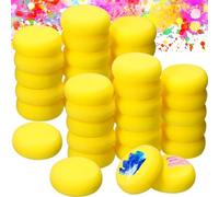 Poggapp 60 Pièces Éponge de Peinture Jaune, Éponge Artistique, Éponges Rondes pour Aquarelle, Artisanat, Poterie