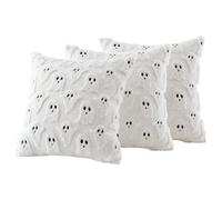 Poggapp Ensemble de 3 Housses de Coussin Halloween 18x18 en Beige Doux en Peluche Imitation Fourrure Style Ferme pour Les Décorations de Maison d'automne.