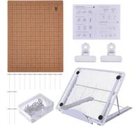 Poggapp pour Fournitures de Tressage, Ensemble de Planche à Macramé 12x16 avec Épingles, Clips et Support en Métal Ajustable - Planche de Projet en Bois.