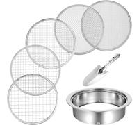 Poggapp Tamis à Terre en Acier Inoxydable pour le Jardinage avec 5 Tailles de Mailles Interchangeables de 8" de Diamètre 1/3/6/9/12mm