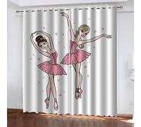 POGIB Rideau Salon Occultant Moderne Lot De 2 3D Danseuse De Dessin Animé Motif Rideaux À Oeillets Lot De 2 170X200Cm Rideau Chambre Enfant Fille Garcon Isolant Thermique Anti Chaleur Phonique