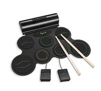 POGOLAB Batterie Electronique, 7 Roll up Drum Pad Batterie avec BT Connexion Prise Casque USB MIDI, Enceinte Intégré, Batterie Musique Cadeau avec Baguettes de Batterie Pédales (vert)
