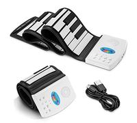 POGOLAB Clavier Piano 49 Touches Pliable Numérique, 47 Tonalités, 14 Démos, 128 Rimes, Haut-parleur Intégré, Portable Pour Débutant, Cadeau Pour Anniversaire Fête