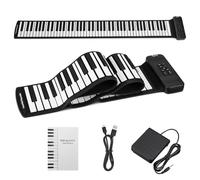 POGOLAB Clavier Piano 88 Touches Enroulable - Souple Avec 14 Démos/128 Rythmes/128 Tonalités, Pliable Portable Avec Pédale, Bluetooth, Numérique Pour Débutants