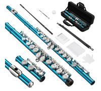 POGOLAB Flûtes à Trou Fermé en C à 16 Touches pour Débutant, Enfant, Orchestre, Groupe d'école, Etudiants avec Sac de Transport, Sangle, Tige de Sonde, Gants, Graisse, Kit de Nettoyage(Bleu)